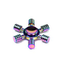 6 Stick Wheel Aluminum Fidget Spinner Toy for Autism Adult, Child (Rainbow Color)
